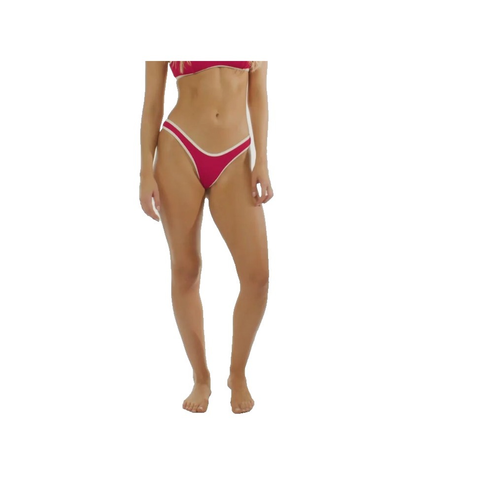 It's Now Cool x Free People 90'S Duo Crimp Bikini Bottom L *Red/White* NEW - Picture 4 of 4